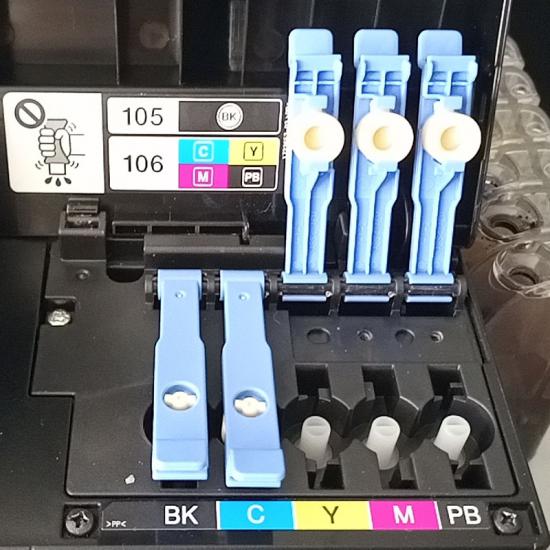 Flacon de recharge d'encre epson 105/106 pour imprimantes à jet d'encre cinq couleurs ecotank et-7750 / et-7700 